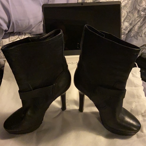 Jimmy Choo Mid Calf Heeled Platform Moto Boots - Picture 4 of 7